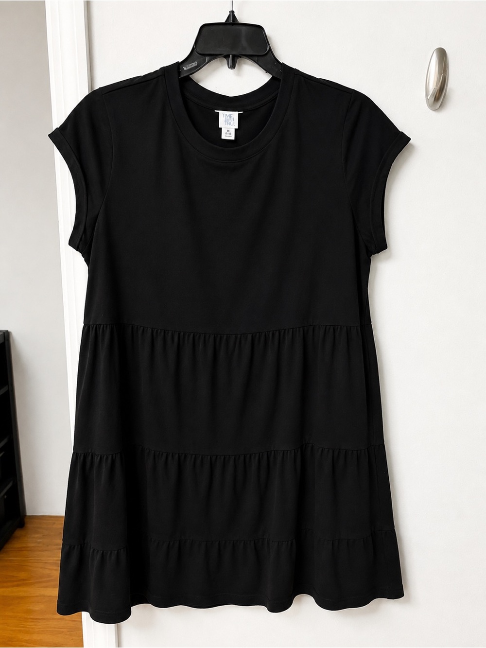 Time and Tru Black Tiered Midi Dress